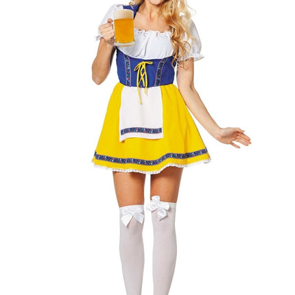 Dirndl Jurk Oktoberfest Geel Blauw van Wilbers & Wilbers koop je bij Partywinkel