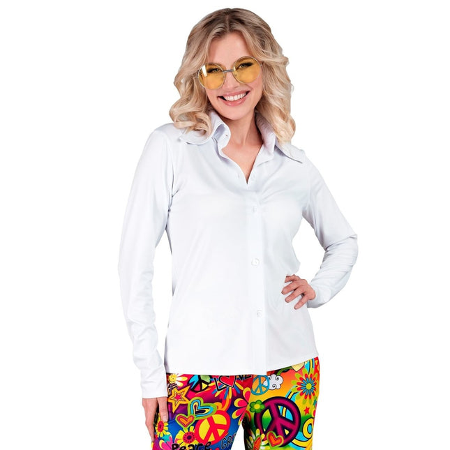 Disco 70S Blouse Wit Dames van Widmann koop je bij Partywinkel