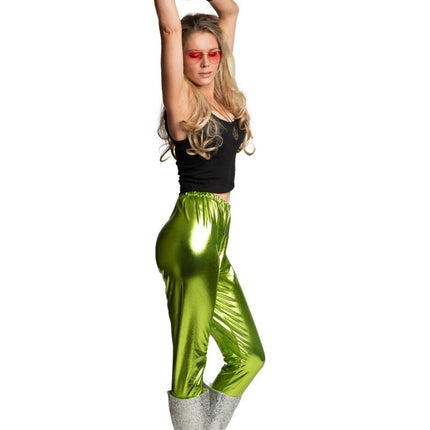 Disco 70S Broek Groen Metalic van Partychimp koop je bij Partywinkel