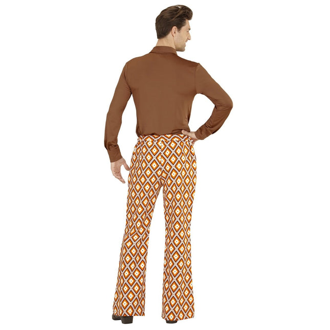 Disco 70S Broek Oranje Heren Ruit van Widmann koop je bij Partywinkel