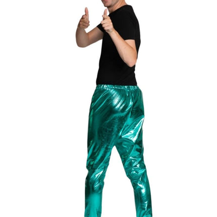 Disco 70S Broek Turquoise Metallic van Partychimp koop je bij Partywinkel