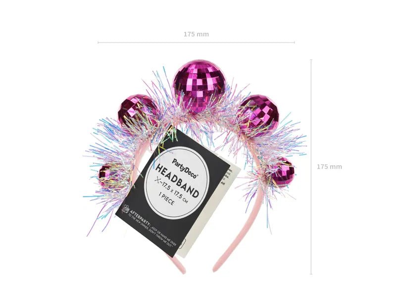 Disco 70S Haarband Roze Discoballen van Partydeco koop je bij Partywinkel