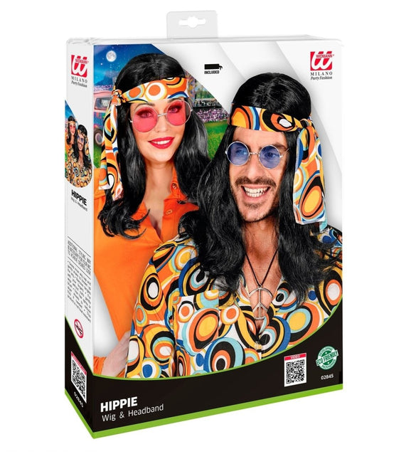 Disco 70S Pruik Zwart Met Hoofdband van Widmann koop je bij Partywinkel