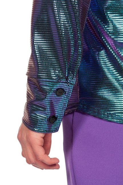 Disco Blouse Metallic Paars Blauw van Wilbers & Wilbers koop je bij Partywinkel