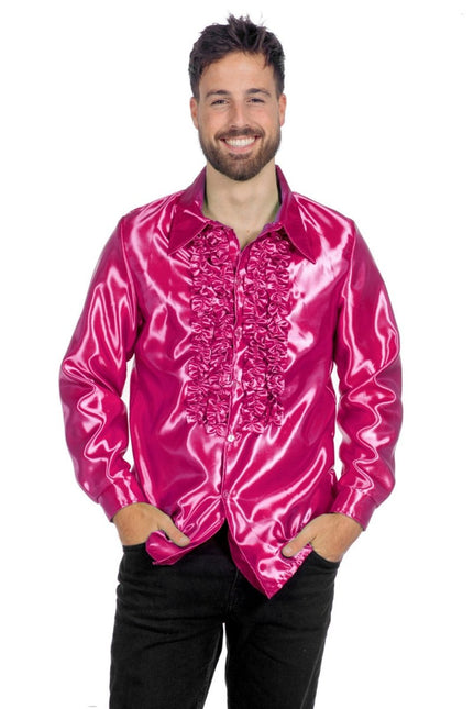 Disco Blouse Ruches Fuchsia van Wilbers & Wilbers koop je bij Partywinkel