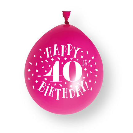 10 st. ”Happy 40th Birthday”-ballonger i latex, 23 cm