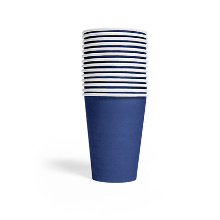 Donkerblauwe Bekers Papier 210ml 14st van WeFiesta koop je bij Partywinkel