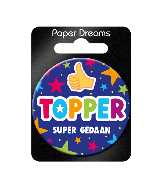 Donkerblauwe Button Topper 5,5cm van Paper Dreams koop je bij Partywinkel