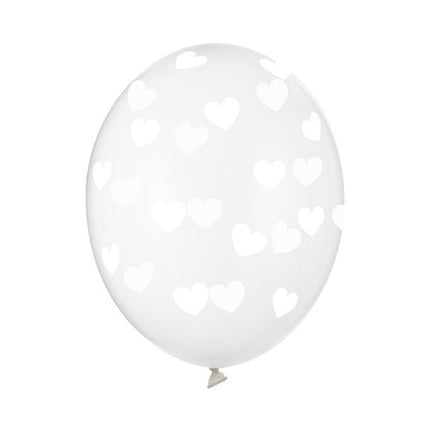 Doorzichtige Ballonnen Witte Hartjes van Partydeco koop je bij Partywinkel