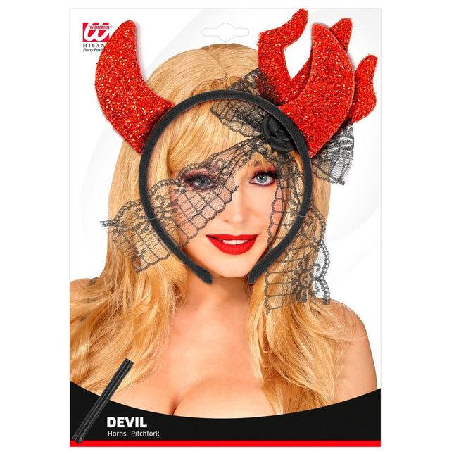 Duivel Accessoireset Haarband En Vork 2 delig van Widmann koop je bij Partywinkel