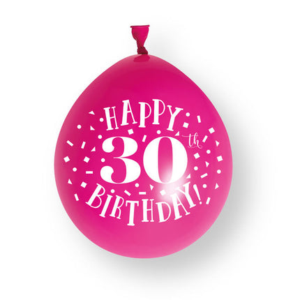 10 st. ”Happy 30th Birthday”-ballonger i latex, 23 cm