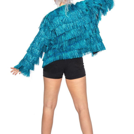 Festival Jas Turquoise Dames Tinsel van Wilbers & Wilbers koop je bij Partywinkel