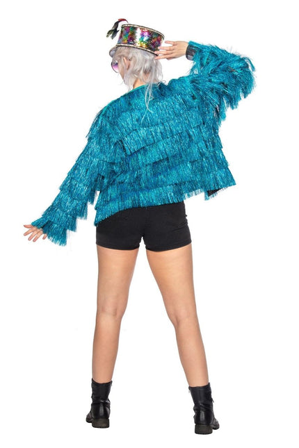 Festival Jas Turquoise Dames Tinsel van Wilbers & Wilbers koop je bij Partywinkel