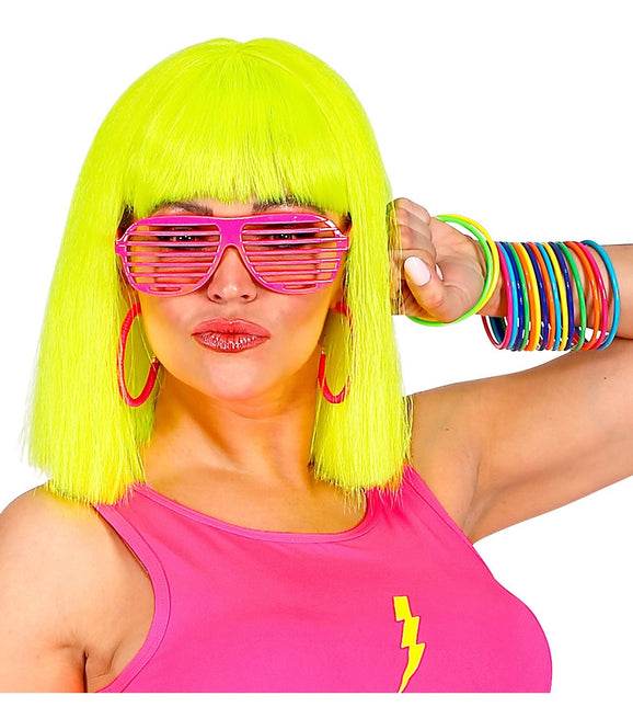 Neonrosa randiga glasögon