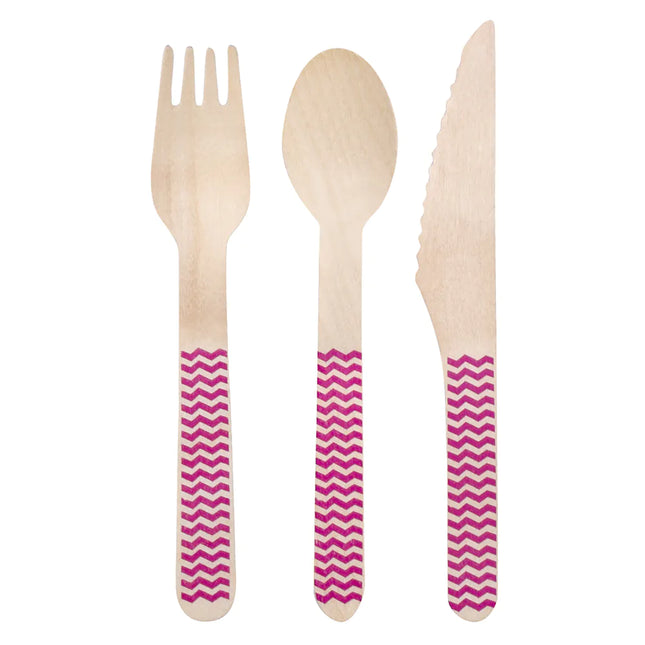 Pink Cutlery Pink Wood 18 delar