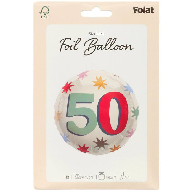 50 år Helium Ballong Färgad Tom 45cm