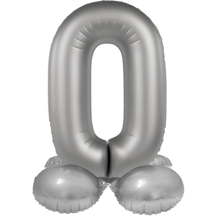 0 år figur ballong silver 72cm