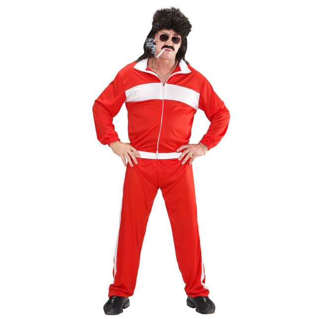 Neon 80S Träningsoverall Faulty Red Herr
