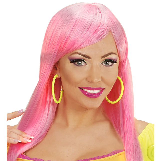 Neon gula örhängen ringar