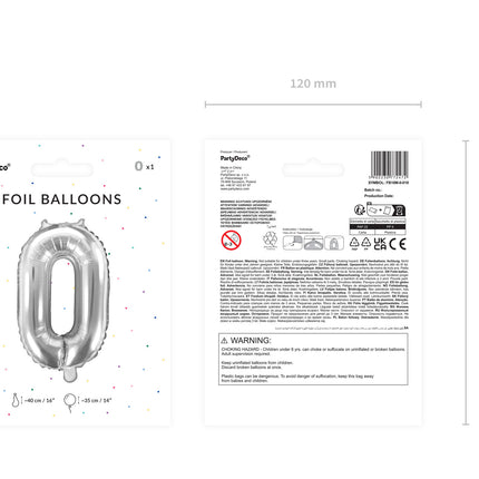 0 År Figur Ballong Silver 35cm