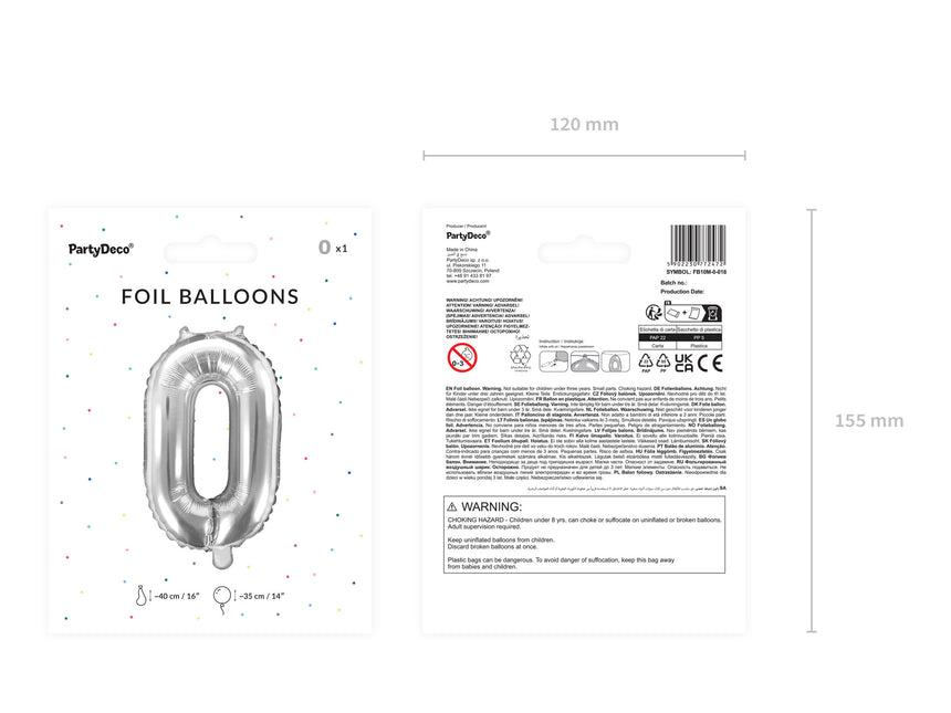 0 År Figur Ballong Silver 35cm