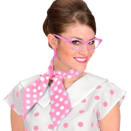 Rosa halsduk med vita prickar