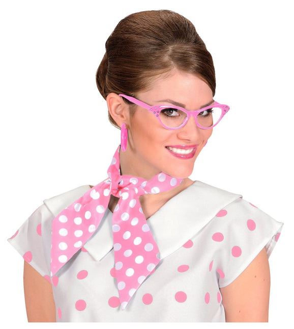 Rosa halsduk med vita prickar