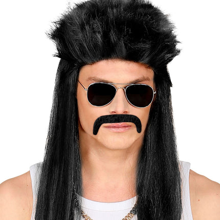 Svart Fake Moustache Macho