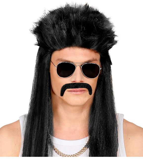 Svart Fake Moustache Macho
