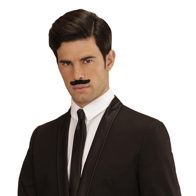 Svart falsk mustasch 12st