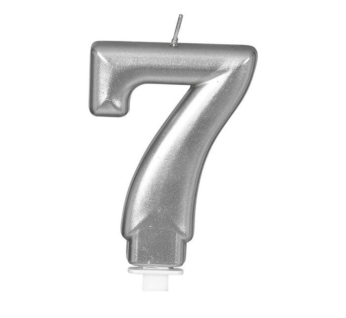 Silverljus 7 år metallisk 8cm