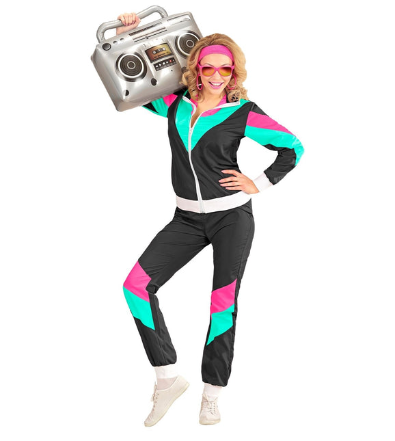 Neon 80S Träningsoverall Faulty Svart