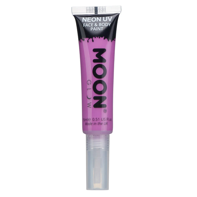 Moon Glow Neon UV-ansiktsfärg med färgapplikator Intensiv lila 15ml