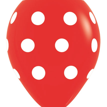 Ballonger Polka Dots Röd 30cm 25st