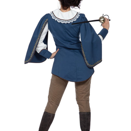 Musketör Kostym Brun Blå Dam