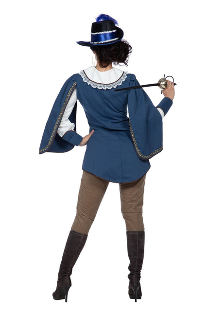 Musketör Kostym Brun Blå Dam