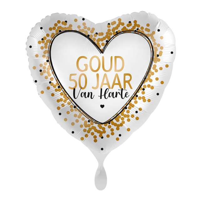Helium Balloon Gold - 50 år - Grattis på födelsedagen!