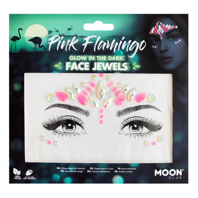 Moon Glow Glow Glow in the Dark Ansiktssmycken Rosa Flamingo