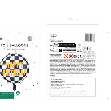 Happy Birthday Helium Ballong Race Flagga Tom 35cm