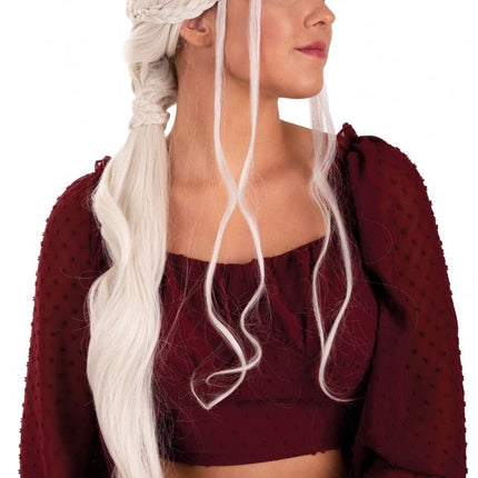 Dainerys Stormborn Lång Peruk Med Flätor Blond