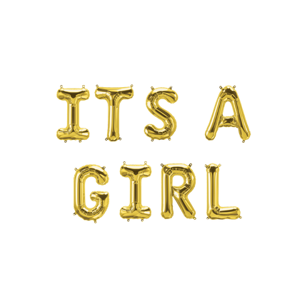 Guldballonger Set Its A Girl 1,9 m