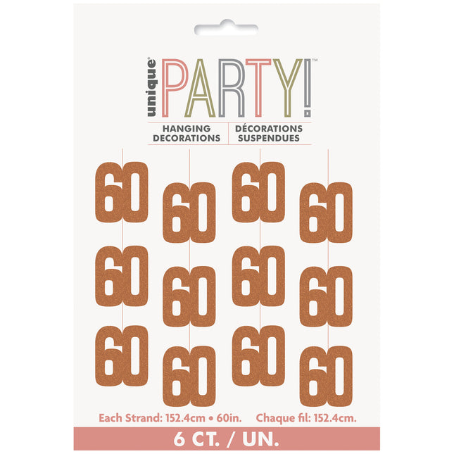 60 år Hängande dekoration Roséguld 1,52 m