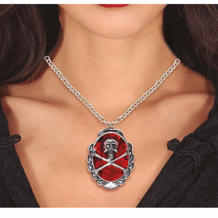 Halloween-halsband i silver Dödshuvud