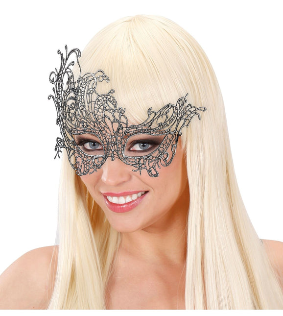 Silver ögonmask spets