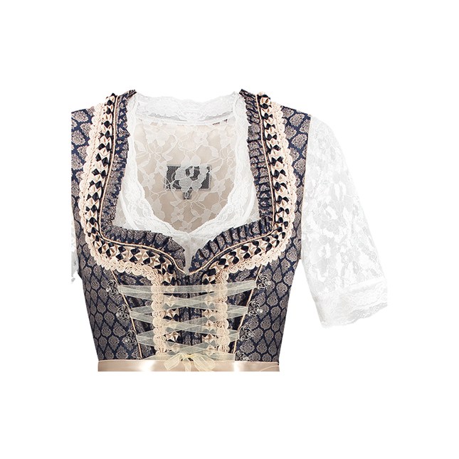 Blå Vit Creme Dirndlklänning Oktoberfest Ladies 2 delar