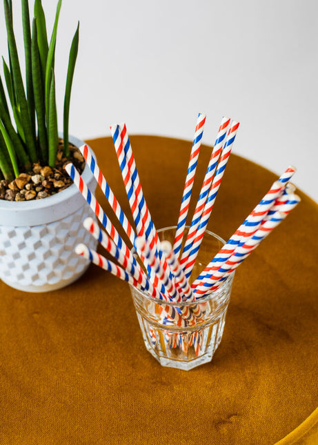 Röd Vit Blå Sugrör Kartong 20st