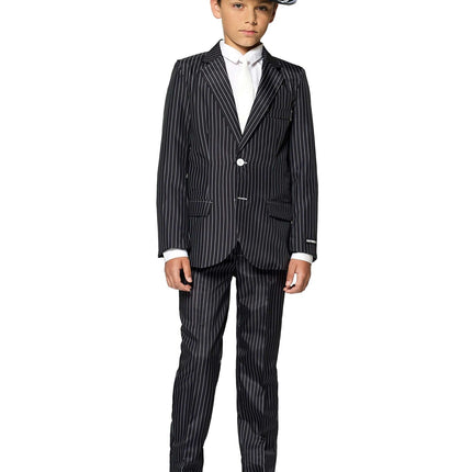 Gangster kritstrecksrandig svart kostym Boy <tc>Suitmeister</tc>