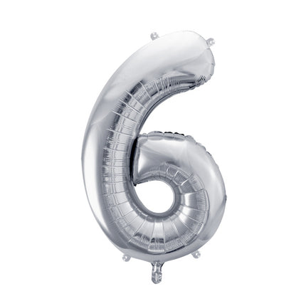 6 års figurballong silver tom 72 cm