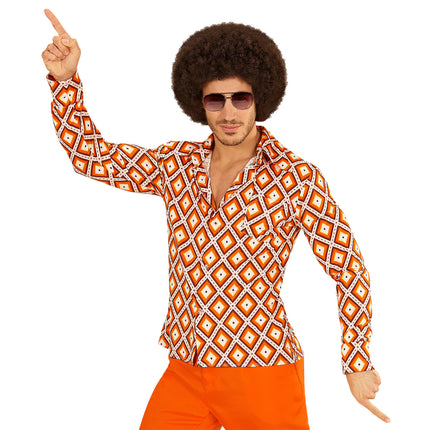 Disco 70S Blus Orange Rutmönstrad för män