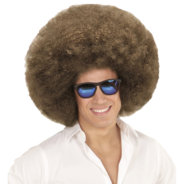 Brun peruk afro extra stor